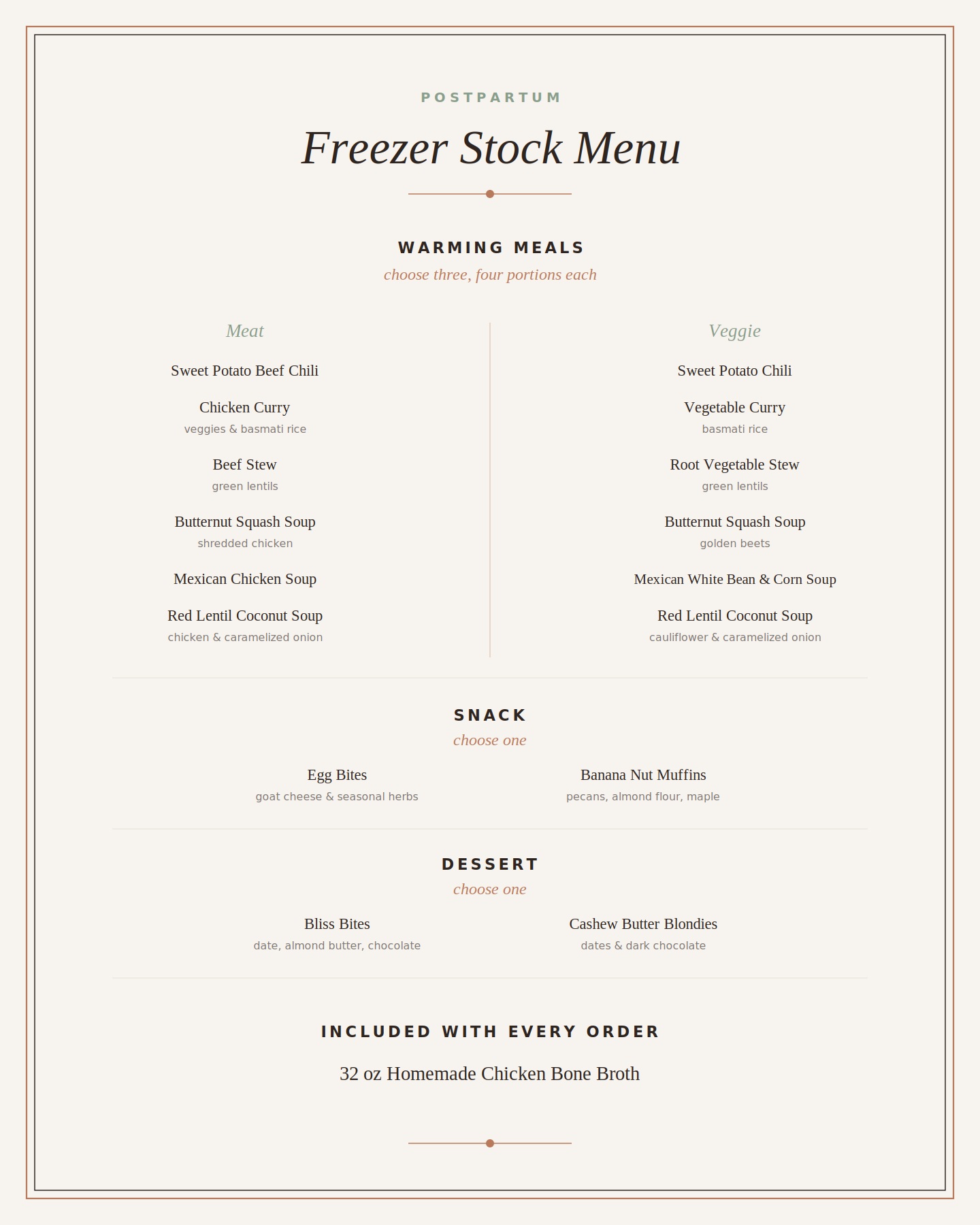 Postpartum Freezer Stock menu — click to enlarge